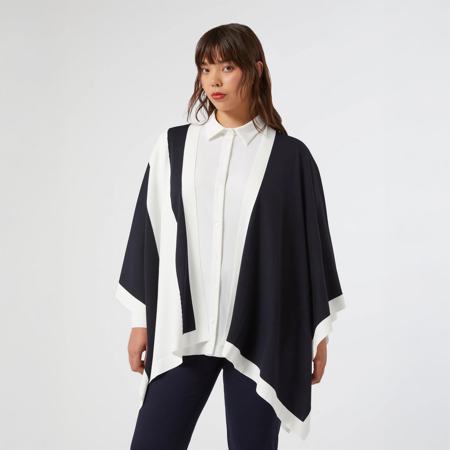 Persona mantella blu/bianco seta VISIR