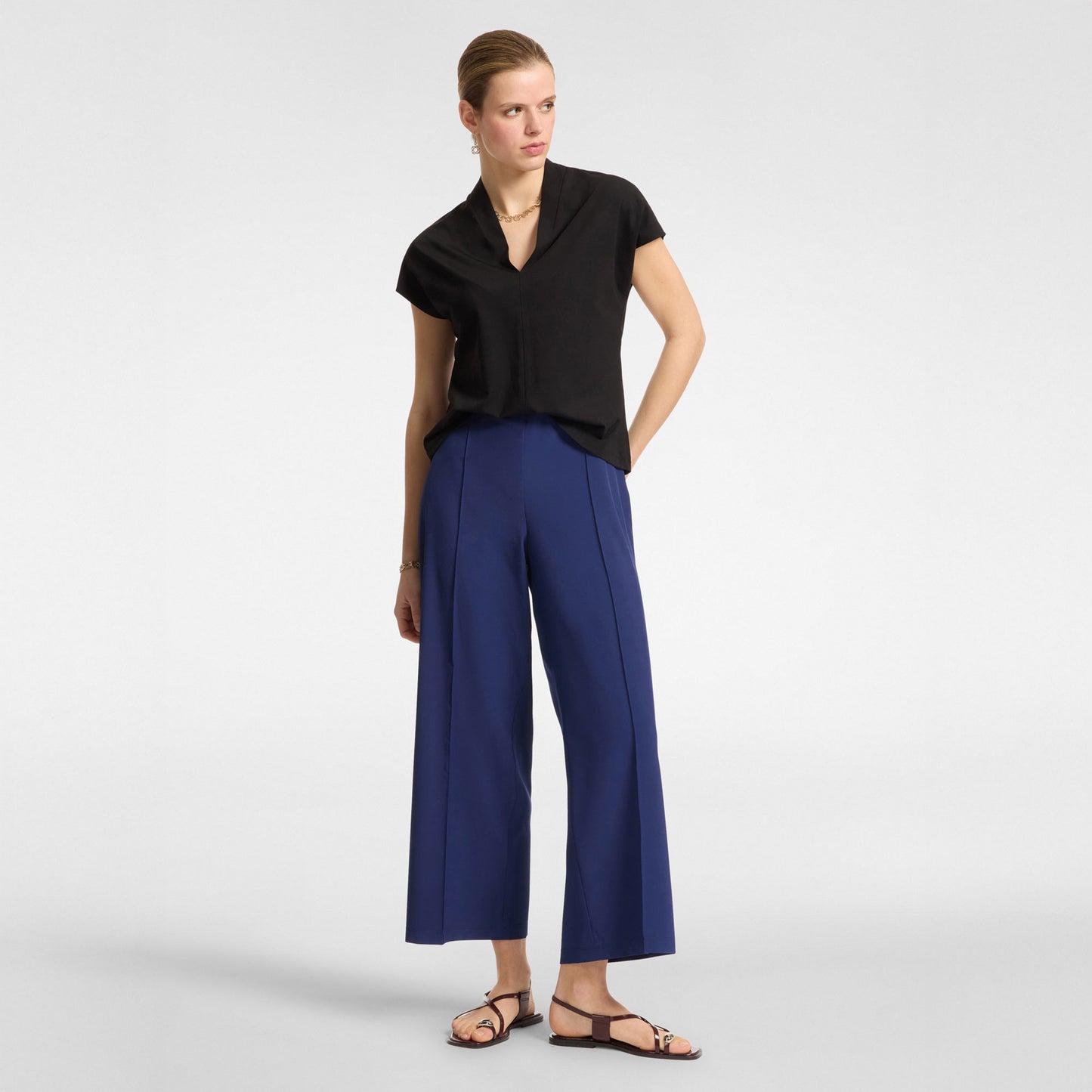 Pantaloni elena mirò bluette scuro p098p0