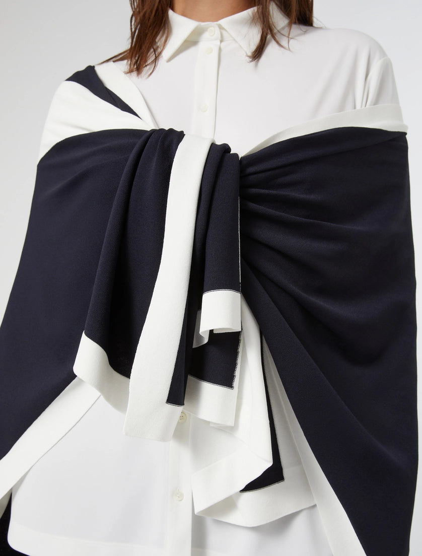 Persona mantella blu/bianco seta visir